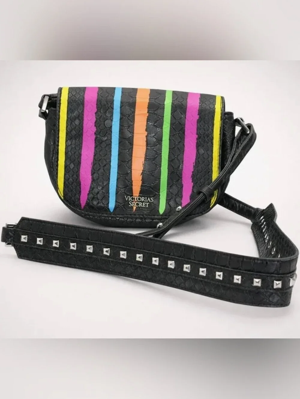 Victoria's Secret Faux Leather Studded Rainbow Colored Crossbody